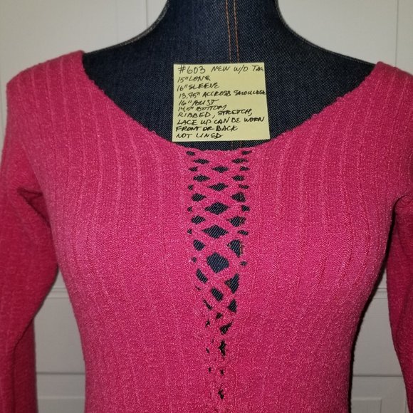 #603 NWOT KD Dance Sexy Hot Pink Ribbed Knit Top S - Picture 2 of 10